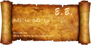 Büte Béla névjegykártya